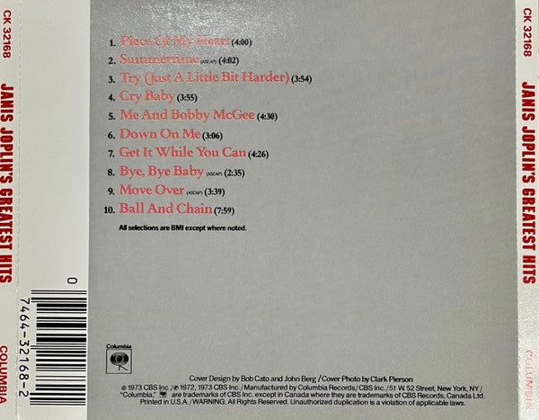 Janis Joplin : Janis Joplin's Greatest Hits (CD, Comp, RE)