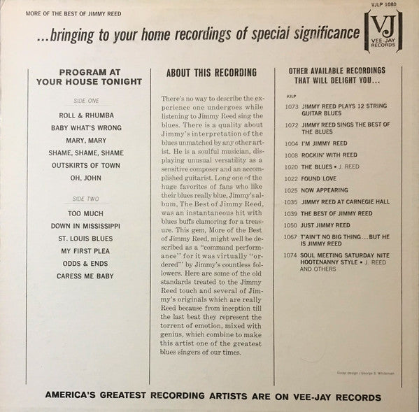 Jimmy Reed : Jimmy Reed With More Of The Best (LP, Comp, Mono, Rai)