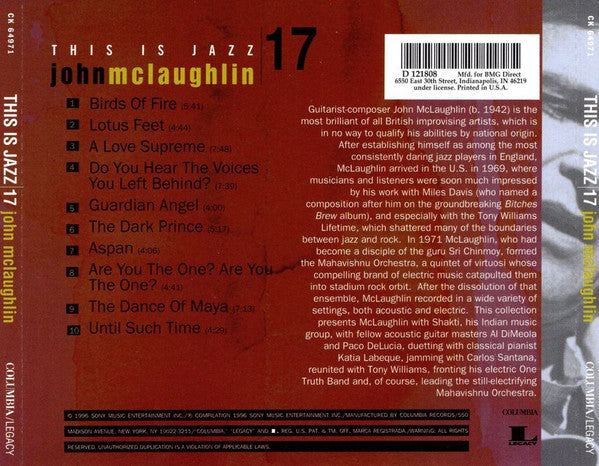 John McLaughlin : This Is Jazz  (CD, Comp, Club, RE)