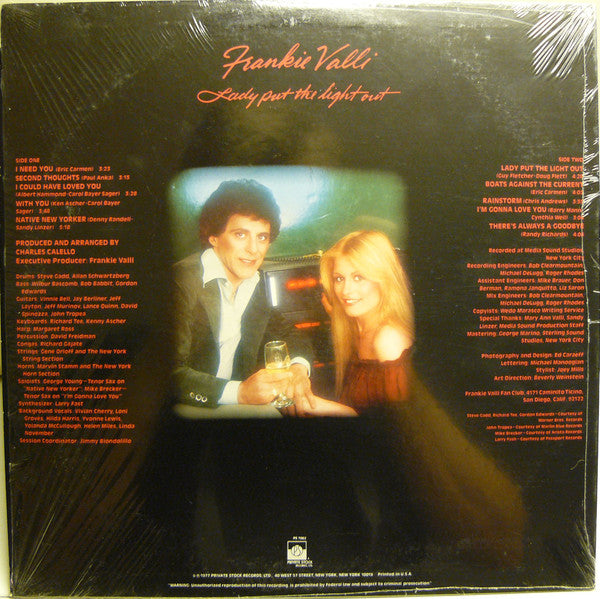 Frankie Valli : Lady Put The Light Out (LP, Album, Mon)