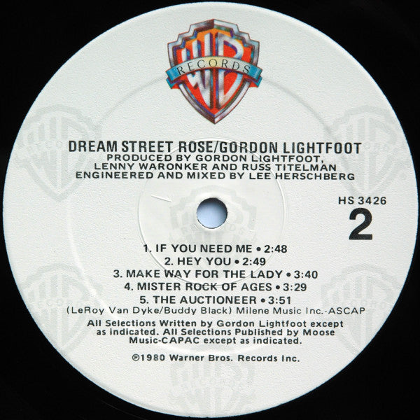 Gordon Lightfoot : Dream Street Rose (LP, Album, RE, Spe)