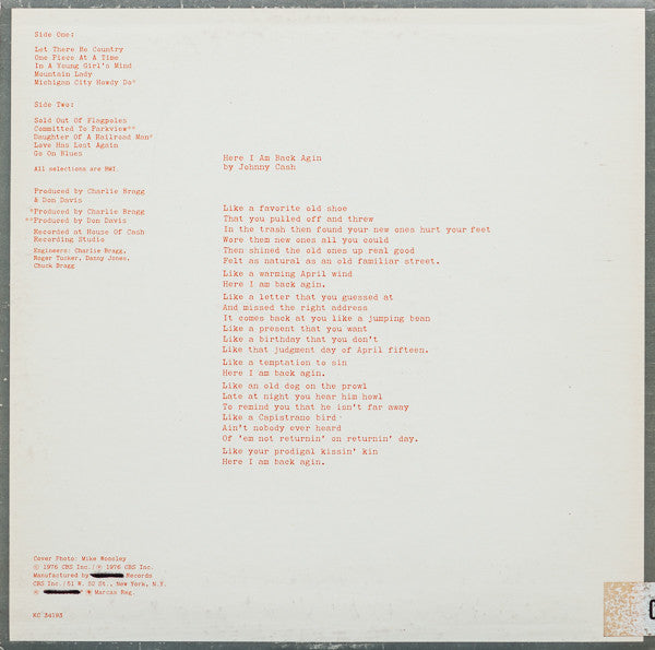 Johnny Cash And The Tennessee Three : One Piece At A Time (LP, Album)