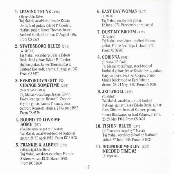 Taj Mahal : Taj's Blues (CD, Comp)