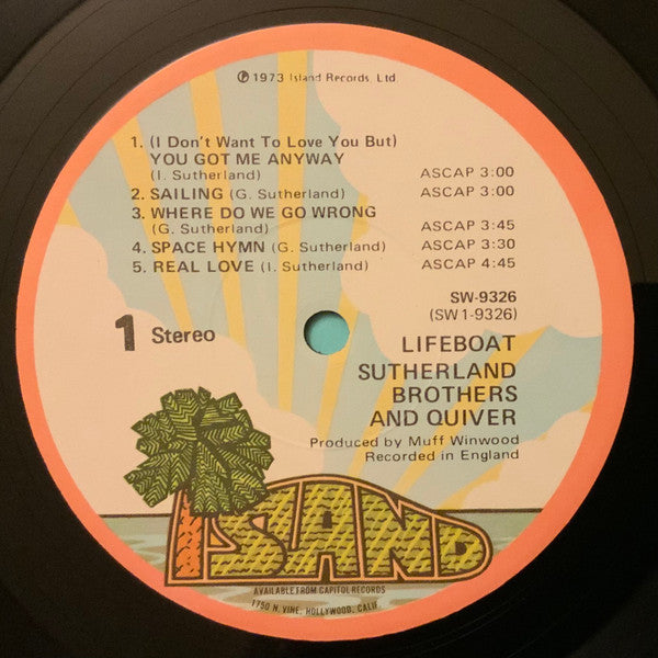 Sutherland Brothers And Quiver : Lifeboat (LP, Album, Jac)