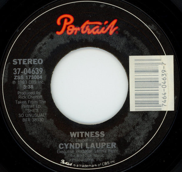 Cyndi Lauper : All Through The Night (7", Single, Car)