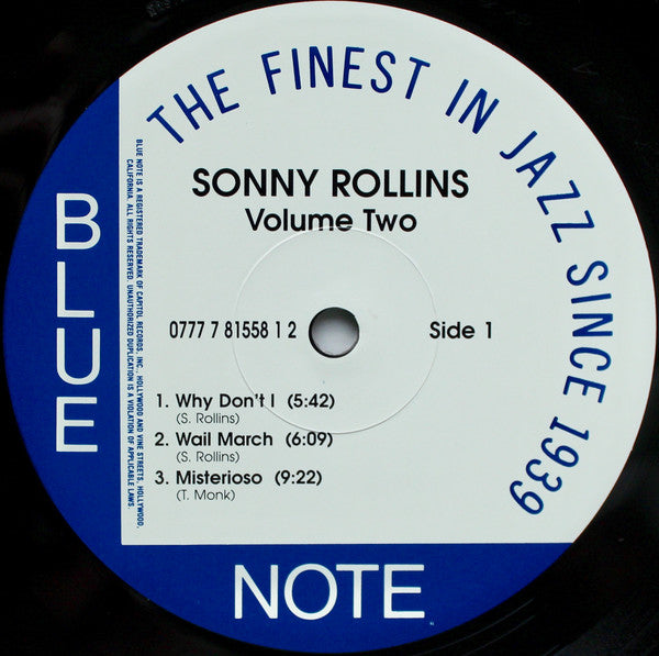 Sonny Rollins : Vol. 2 (LP, Album, Mono, RE, 180)