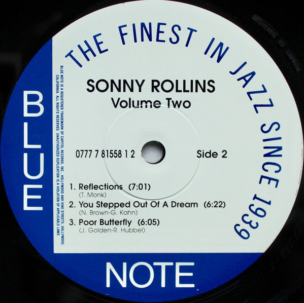 Sonny Rollins : Vol. 2 (LP, Album, Mono, RE, 180)