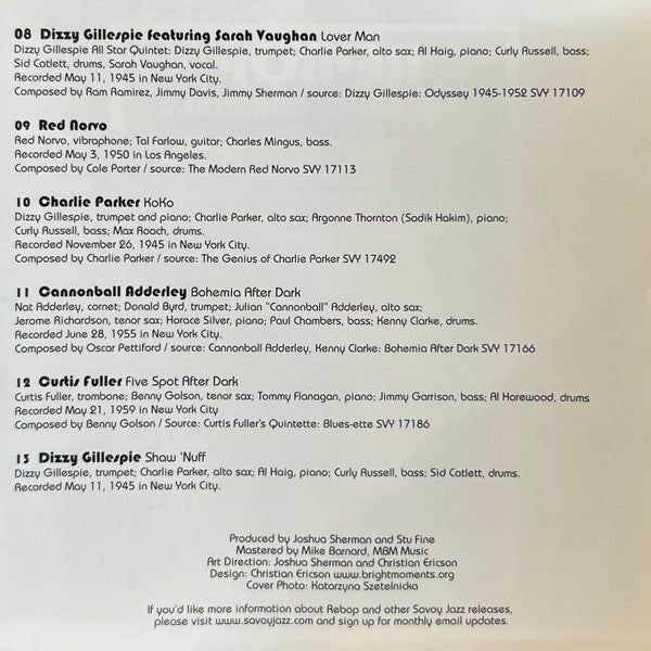 Various : Re-Bop: The Savoy Originals (CD, Comp)