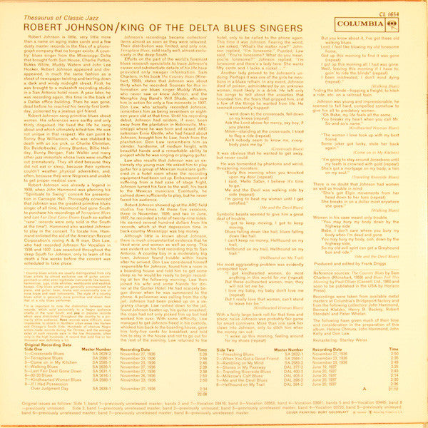 Robert Johnson : King Of The Delta Blues Singers (LP, Album, Comp, Mono, RE, RM, Car)