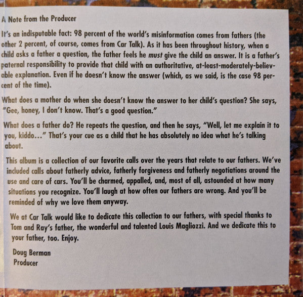 Car Talk : Why You Should Never Listen To Your Father When It Comes To Cars (CD)