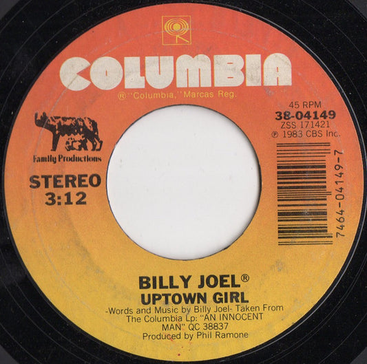 Billy Joel : Uptown Girl (7", Single, Styrene, Car)