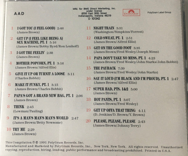 James Brown : 20 All-Time Greatest Hits! (CD, Comp, Club)