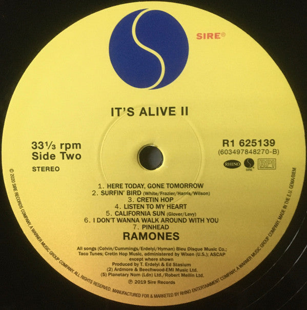 Ramones : It's Alive II (RSD, Ltd, Num, RM, 180 + LP + LP, S/Sided, Etch)