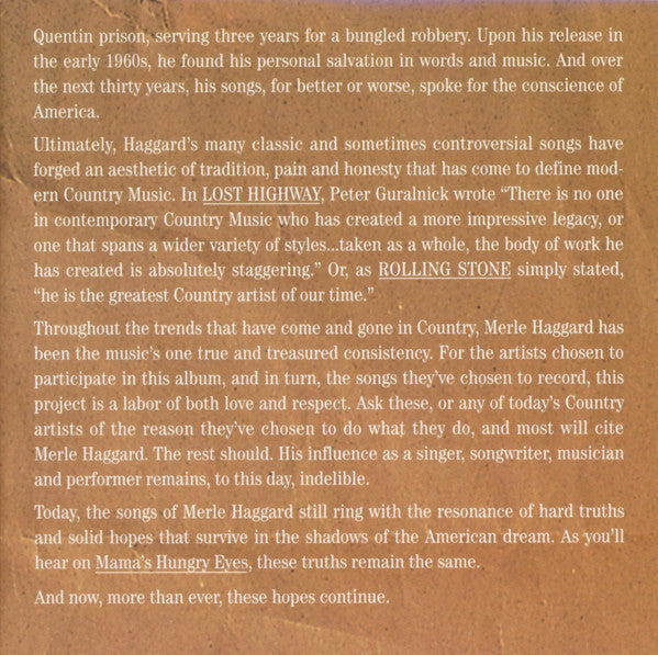 Various : Mama's Hungry Eyes - A Tribute To Merle Haggard (CD, Album, Club)