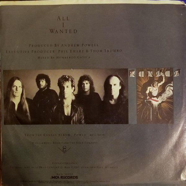 Kansas (2) : All I Wanted (7", Single, Glo)