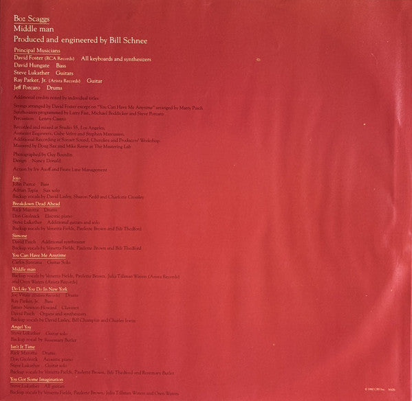 Boz Scaggs : Middle Man (LP, Album, Ter)