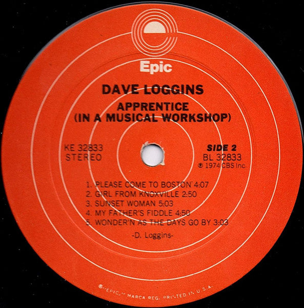 Dave Loggins : Apprentice (In A Musical Workshop) (LP, Album, Ter)