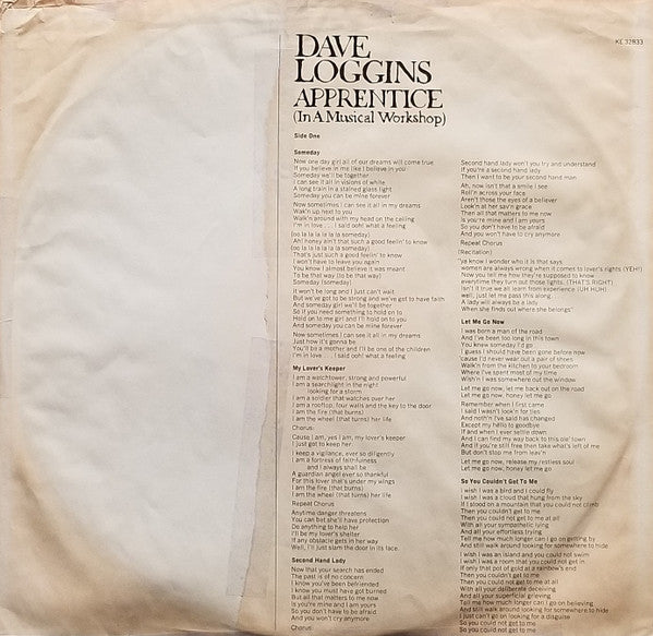 Dave Loggins : Apprentice (In A Musical Workshop) (LP, Album, Ter)