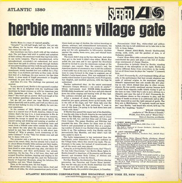 Herbie Mann : Herbie Mann At The Village Gate (LP, Album, RE, Pre)