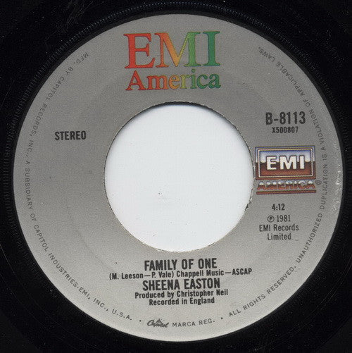 Sheena Easton : When He Shines / Family Of One (7", Jac)