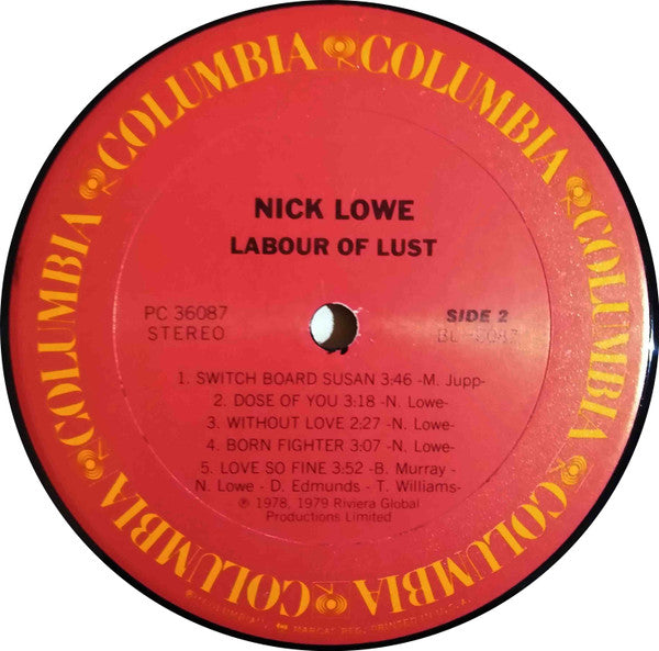 Nick Lowe : Labour Of Lust (LP, Album, RE, Car)