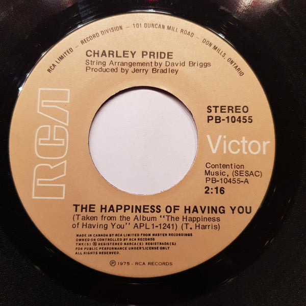 Charley Pride : The Happiness Of Having You (7", RE)