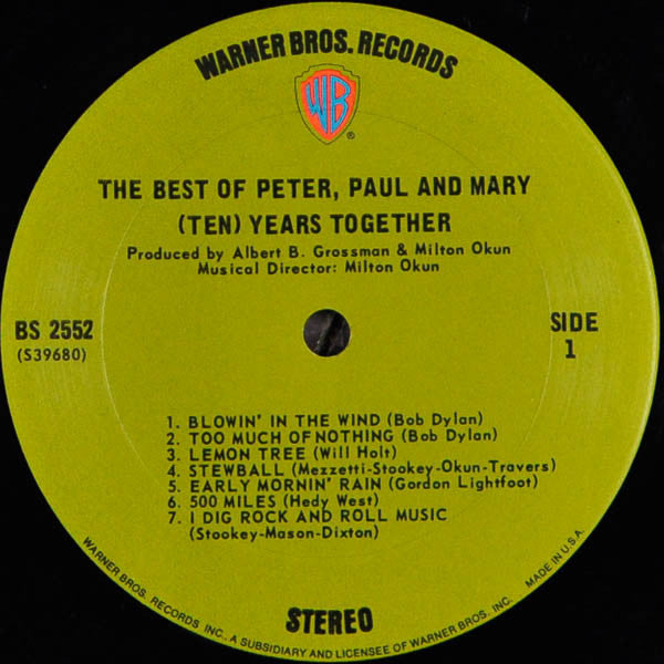 Peter, Paul And Mary* : (Ten) Years Together (The Best Of Peter, Paul And Mary) (LP, Comp, Ter)