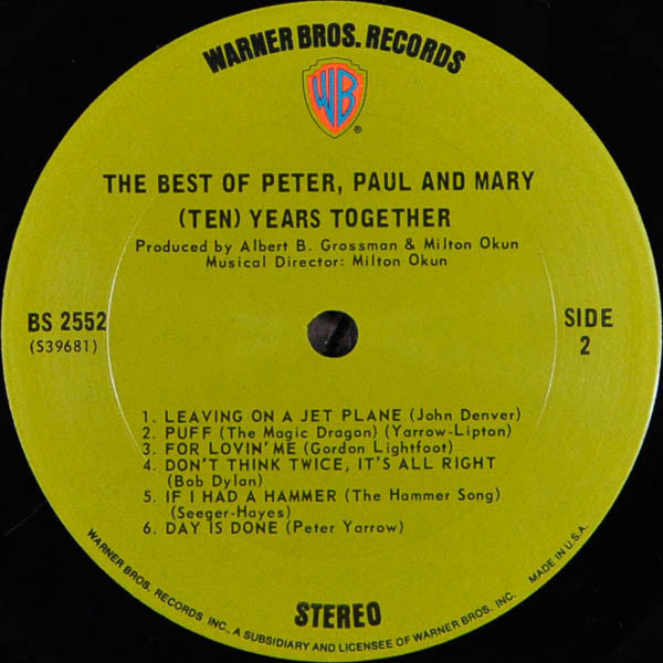 Peter, Paul And Mary* : (Ten) Years Together (The Best Of Peter, Paul And Mary) (LP, Comp, Ter)