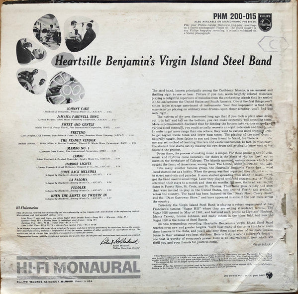Heartsille Benjamin's Virgin Island Steel Band* : Heartsille Benjamin's Virgin Island Steel Band  (LP, Album, Mono)