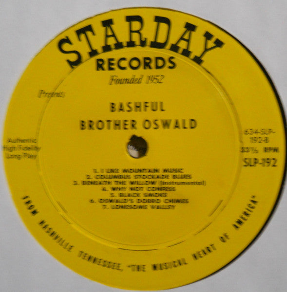 Bashful Brother Oswald : Celebrating 25 Years With Roy Acuff And The Smokey Mountain Boys On The Grand Ole Opry (LP, Album)