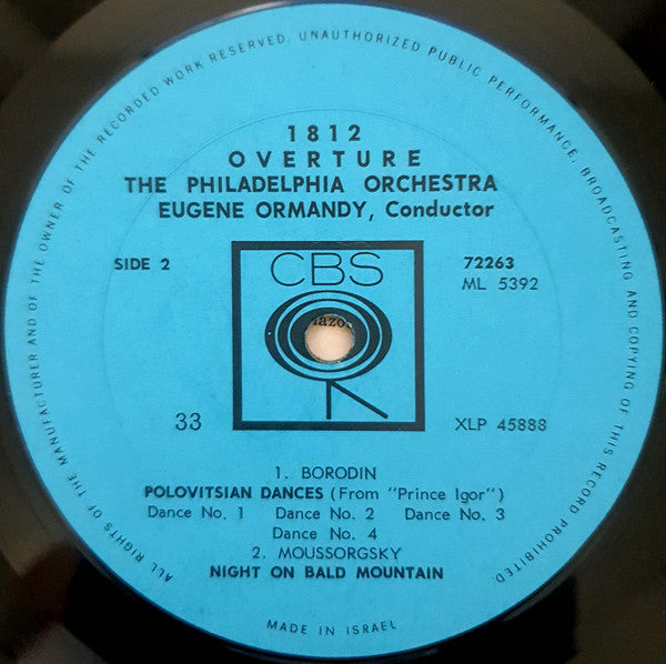 The Philadelphia Orchestra, Eugene Ormandy / Tchaikovsky*, Borodin*, Mussorgsky* : 1812 Overture (LP, Album, Mono)