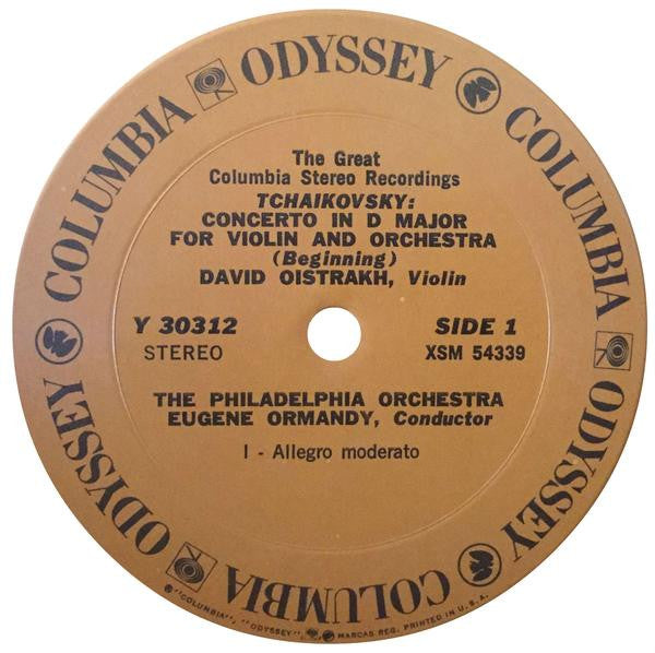 Tchaikovsky* – David Oistrakh*, Eugene Ormandy, The Philadelphia Orchestra : Violin Concerto (LP, Album, RE)