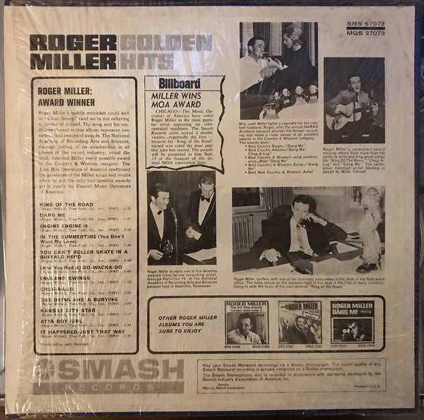 Roger Miller : Golden Hits (LP, Comp, Mono)
