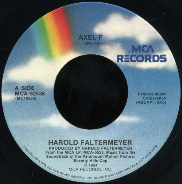 Harold Faltermeyer : Axel F Theme (7", Single, Pin)