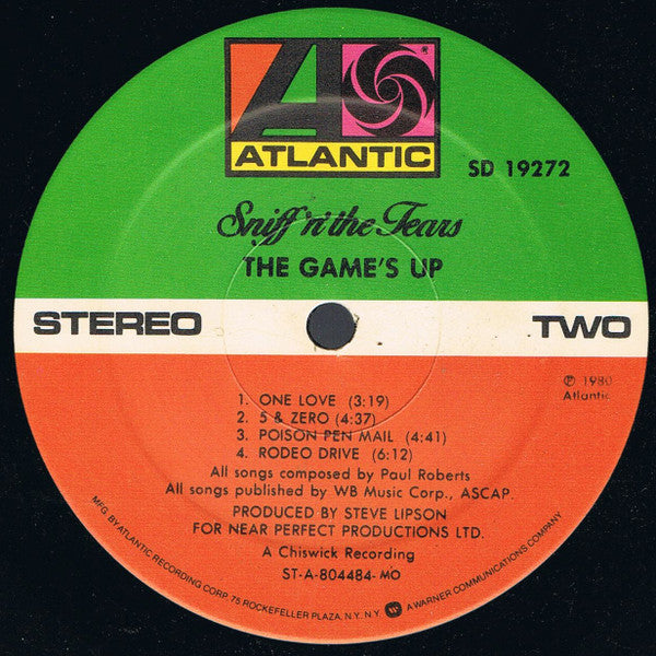 Sniff 'n' the Tears : The Game's Up (LP, Album)