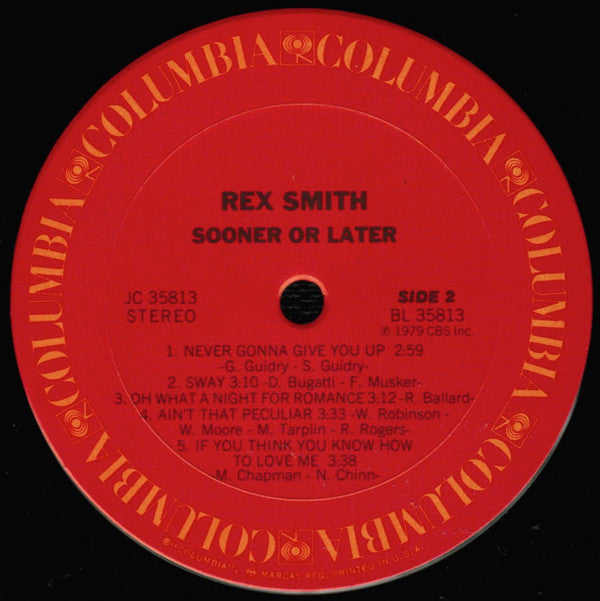 Rex Smith : Sooner Or Later (LP, Album, Pit)