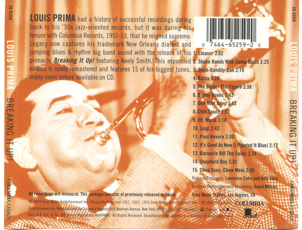 Louis Prima With Keely Smith* : Breaking It Up! (CD, Album, RE)