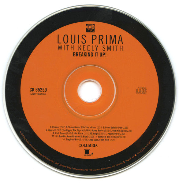 Louis Prima With Keely Smith* : Breaking It Up! (CD, Album, RE)