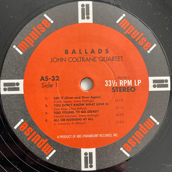 John Coltrane Quartet* : Ballads (LP, Album, RE, RM, Gat)