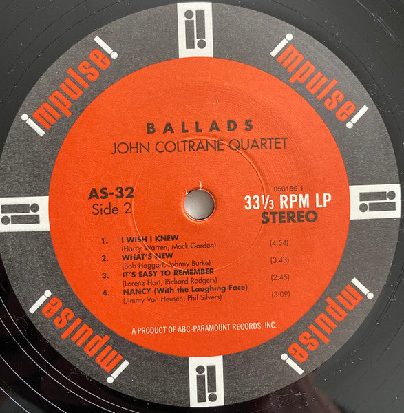 John Coltrane Quartet* : Ballads (LP, Album, RE, RM, Gat)