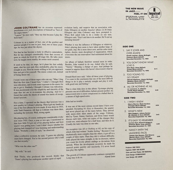 John Coltrane Quartet* : Ballads (LP, Album, RE, RM, Gat)