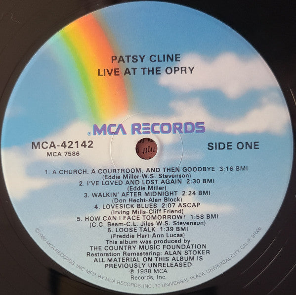 Patsy Cline : Live At The Opry (LP, Album, RM)