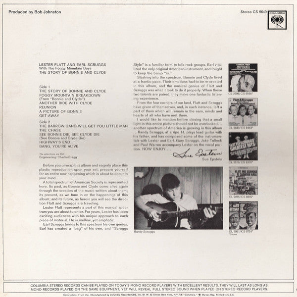 Lester Flatt And Earl Scruggs* With The Foggy Mountain Boys : The Story Of Bonnie And Clyde (LP, Album)