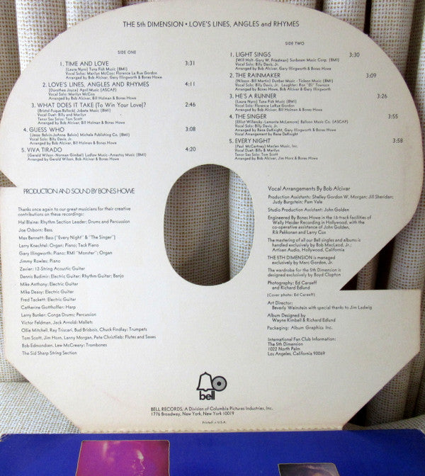 The 5th Dimension* : Love's Lines, Angles And Rhymes (LP, Album, BW )