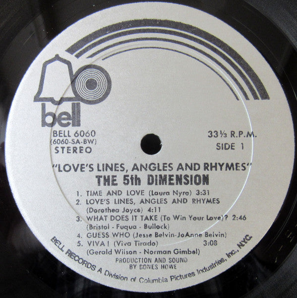 The 5th Dimension* : Love's Lines, Angles And Rhymes (LP, Album, BW )