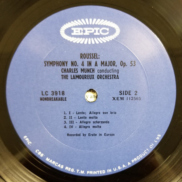 Albert Roussel, Orchestre De L'Association Des Concerts Lamoureux*, Charles Münch* : Symphonies Nos. 3 & 4 (LP, RE)