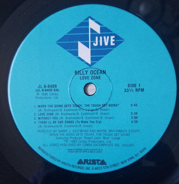 Billy Ocean : Love Zone (LP, Album, Ind)