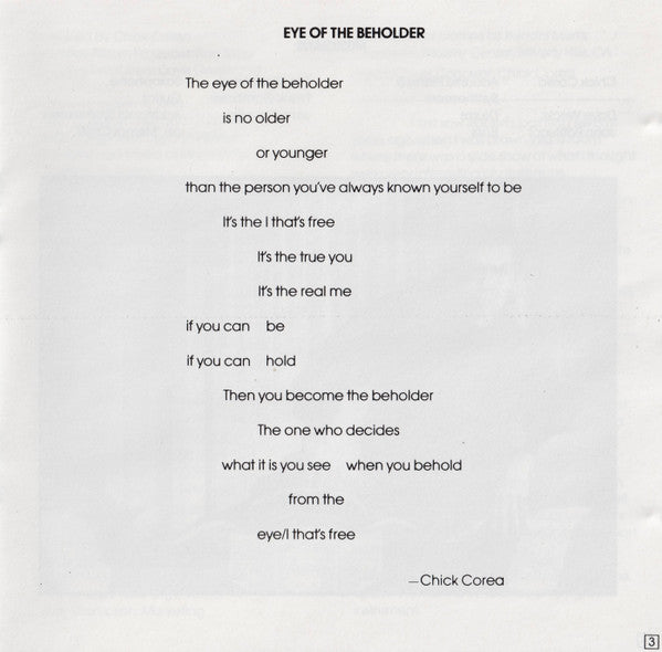 The Chick Corea Elektric Band : Eye Of The Beholder (CD, Album)