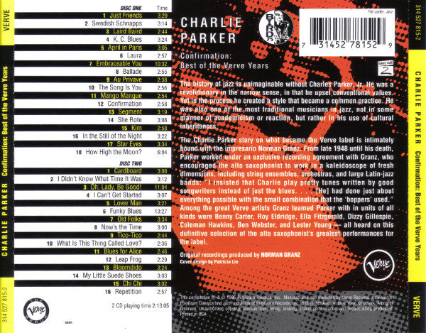 Charlie Parker : Confirmation: Best Of The Verve Years (2xCD, Album, Comp)