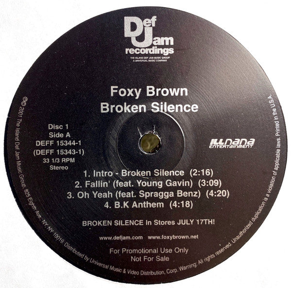 Foxy Brown : Broken Silence (2xLP, Advance, Album, Promo)